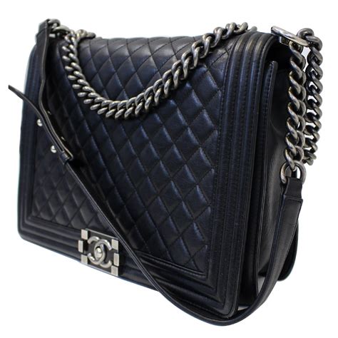 chanel black leather boy chanel bag with chains|Chanel classic flap bag black.